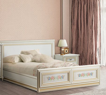 Фото. Двухспальная кровать Принцесса белая с золотом купить в Киеве, Житомире - доставка по Украине