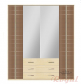 Шкаф Santiago (зеркало) четырехдверный коричневый 3 ящика