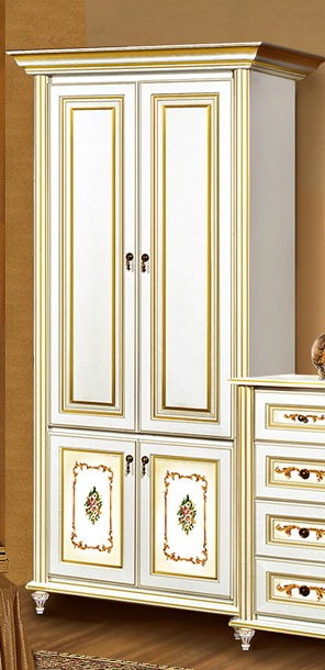 Фото. Шкаф 2-дв белый с золотом Верона МДФ купить в Киеве, Житомире - доставка по Украине