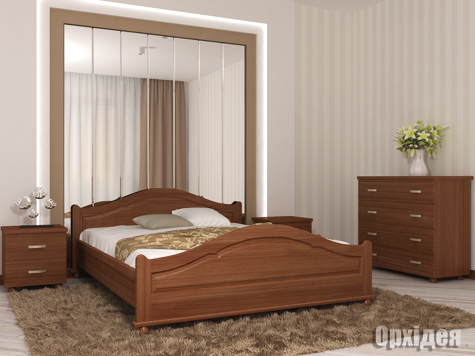 Кровать деревянная Орхидея