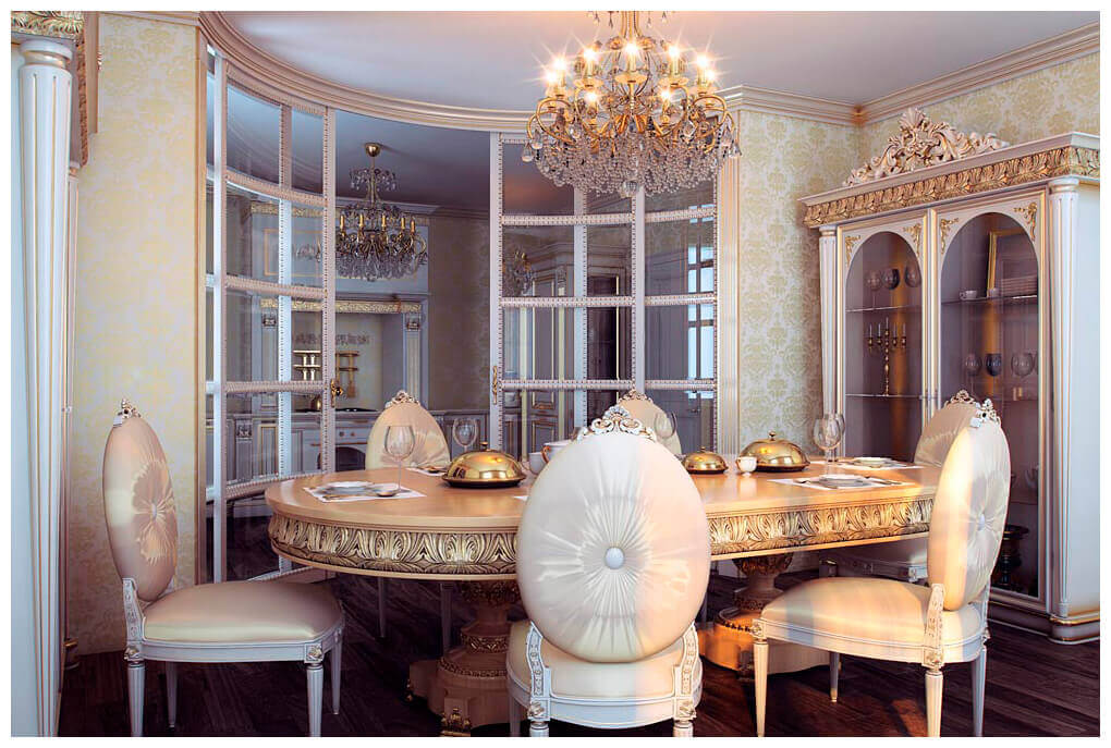 Роскошная красивая столовая в стиле барокко 