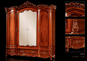 Шкаф в классическом стиле 4-х дв с зеркалом Элиза орех