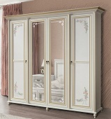 Шкаф 4-дв белый с зеркалом Принцесса МДФ