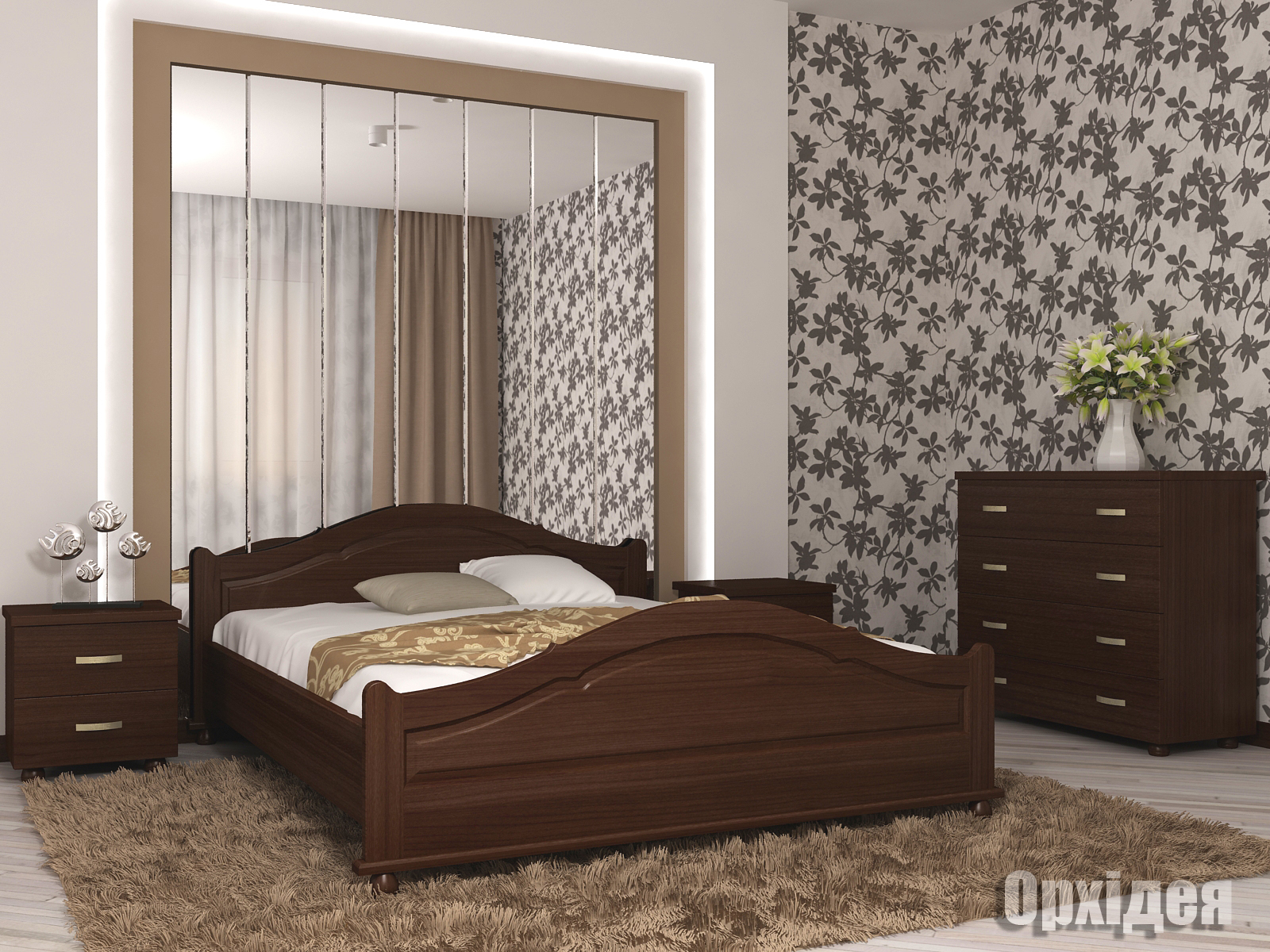 Кровать деревянная Орхидея