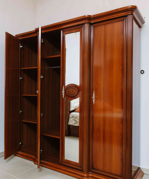Шкаф 4-х дверный с зеркалами Валенсия София МДФ орех