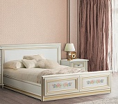 Двухспальная кровать Принцесса белая с золотом