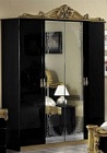 Шкаф с зеркалом  4-х дв черный Barocco gold